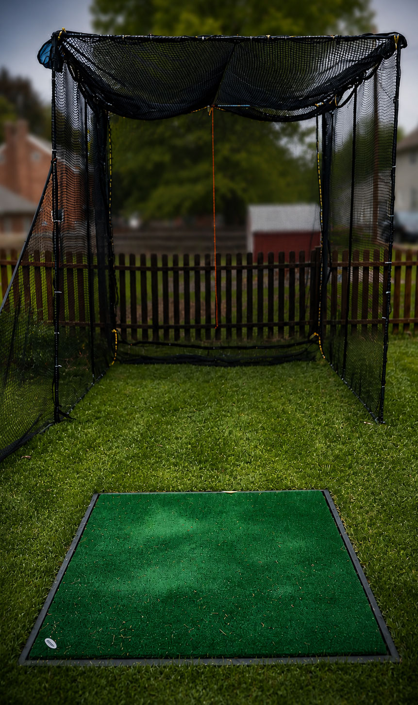 Outdoor golf fitting and hitting area at MB Custom Golf